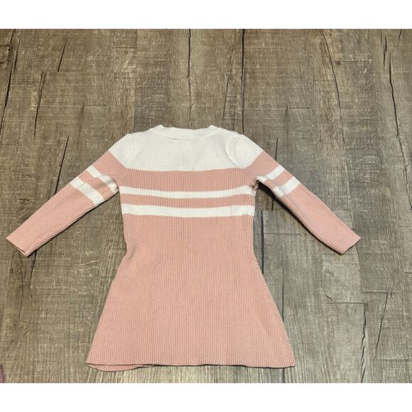 Guess Girls' Ribbed Sweater Dress Pink & White, Size 2t Casual Fashion - Picture 3 of 3